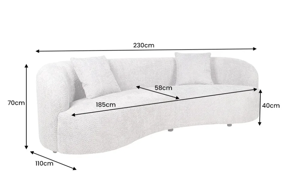 Modernes Sofa ATELIER 230cm beige Bouclé 3-Sitzer Couch inkl. Kissen