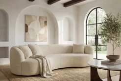 Modernes Sofa ATELIER 230cm beige Bouclé 3-Sitzer Couch inkl. Kissen