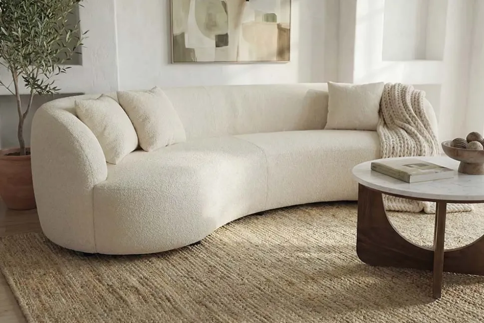 Modernes Sofa ATELIER 230cm beige Bouclé 3-Sitzer Couch inkl. Kissen