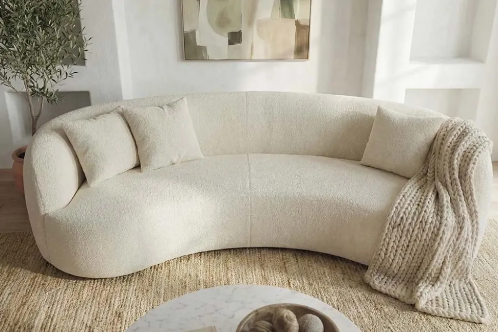 Modernes Sofa ATELIER 230cm beige Bouclé 3-Sitzer Couch inkl. Kissen