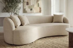 Modernes Sofa ATELIER 230cm beige Samt 3-Sitzer Couch inkl. Kissen