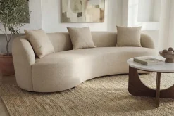 Modernes Sofa ATELIER 230cm beige Samt 3-Sitzer Couch inkl. Kissen