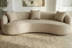 Modernes Sofa ATELIER 230cm beige Samt 3-Sitzer Couch inkl. Kissen