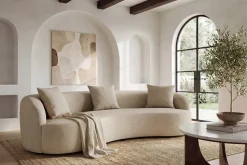 Modernes Sofa ATELIER 230cm beige Samt 3-Sitzer Couch inkl. Kissen