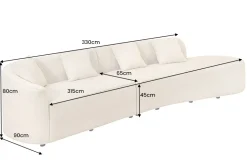 Modernes Sofa ATELIER L 330cm beige Bouclé XXL-Couch Nosagfederung inkl. Kissen