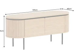 Modernes TV-Board ATELIER 120cm natur Eiche schwarz Metall Lowboard