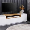 Modernes TV-Board LOFT 160cm weiß natur drei Fächer mit Schublade