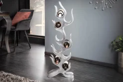 Modernes Weinregal FLAME 93cm silber für 9 Flaschen Flaschenhalter