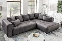 Modernes XXL Ecksofa CLAN 320cm anthrazit Samt Bigsofa inkl. Kissen
