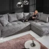 Modernes XXL Ecksofa DECADENCIA 320cm silbergrau Samt Bigsofa inkl. Kissen