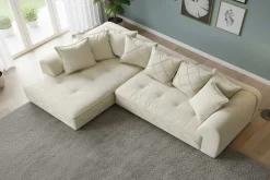 Modernes XXL Ecksofa DECADENCIA 320cm beige Samt Bigsofa inkl. Kissen