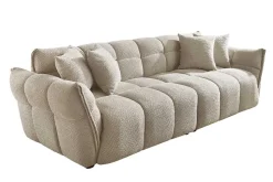 Modernes XXL Sofa CLOUD 260cm champagner greige Bouclé Bigsofa Federkern inkl. Kissen