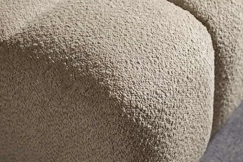 Modernes XXL Sofa CLOUD 260cm champagner greige Bouclé Bigsofa Federkern inkl. Kissen