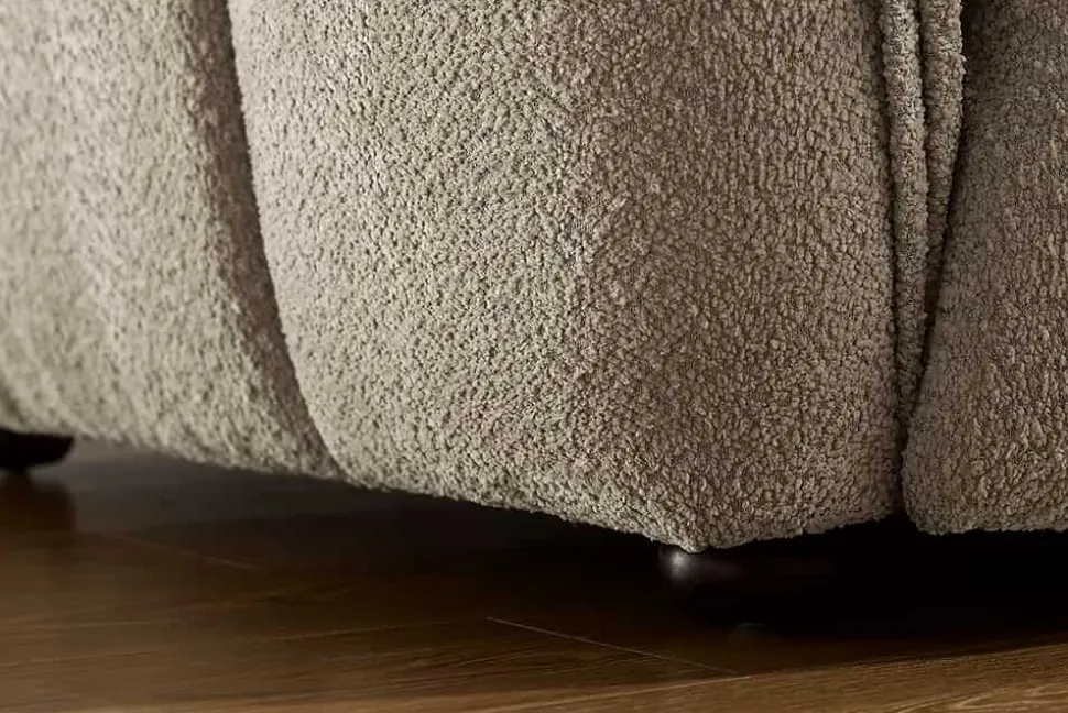 Modernes XXL Sofa CLOUD 260cm champagner greige Bouclé Bigsofa Federkern inkl. Kissen