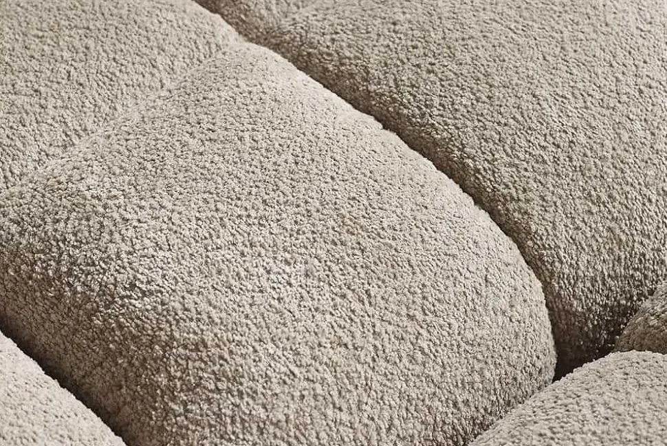 Modernes XXL Sofa CLOUD 260cm champagner greige Bouclé Bigsofa Federkern inkl. Kissen