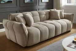Modernes XXL Sofa CLOUD 260cm champagner greige Bouclé Bigsofa Federkern inkl. Kissen