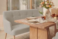 Nordische Sitzbank SCANDINAVIA MEISTERSTÜCK 115cm beige natur Massivholz mit Armlehne