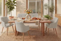 Nordische Sitzbank SCANDINAVIA MEISTERSTÜCK 115cm beige natur Massivholz mit Armlehne