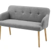 Nordische Sitzbank SCANDINAVIA MEISTERSTÜCK 115cm grau natur Massivholz mit Armlehne