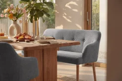 Nordische Sitzbank SCANDINAVIA MEISTERSTÜCK 115cm grau natur Massivholz mit Armlehne
