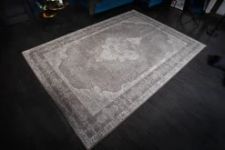 Orientalischer Baumwoll-Teppich PURE UNIQUE XXL 350x240cm antik-hellgrau geometrische Muster