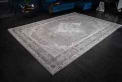 Orientalischer Baumwoll-Teppich PURE UNIQUE XXL 350x240cm antik-hellgrau geometrische Muster