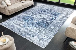 Orientalischer Teppich OLD MARRAKESCH 230x160cm grau blau Flachgewebe Used Look