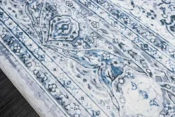Orientalischer Teppich OLD MARRAKESCH 230x160cm grau blau Flachgewebe Used Look