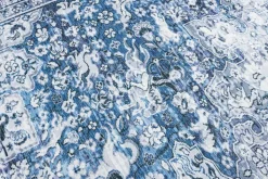 Orientalischer XXL Teppich OLD MARRAKESCH 350x240cm grau blau Flachgewebe
