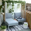 Outdoor Balkonlounge 2-Sitzer COCOONING anthrazit Aluminium Holz mit Hocker wetterfest