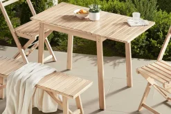 Outdoor Balkontisch BALI 110cm natur hell Akazienholz ausklappbar wetterfest