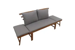 Outdoor Garten Sitzbank MODULAR 200cm natur grau Akazie inkl. Kissen klappbar