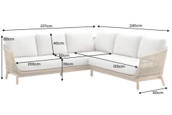 Outdoor Garten Sitzgruppe BALI ROPE 235cm beige natur Akazienholz Aluminium Kissen
