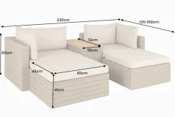 Outdoor Garten XXL Lounge-Set MONACO MODULAR 230cm natur beige Sitzecke inkl. Kissen und Tisch