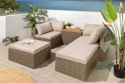 Outdoor Garten XXL Lounge-Set MONACO MODULAR 230cm natur beige Sitzecke inkl. Kissen und Tisch