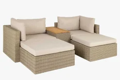 Outdoor Garten XXL Lounge-Set MONACO MODULAR 230cm natur beige Sitzecke inkl. Kissen und Tisch