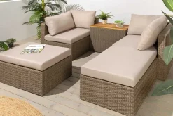 Outdoor Garten XXL Lounge-Set MONACO MODULAR 230cm natur beige Sitzecke inkl. Kissen und Tisch