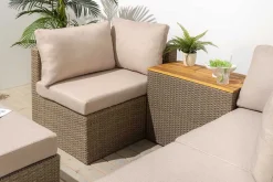 Outdoor Garten XXL Lounge-Set MONACO MODULAR 230cm natur beige Sitzecke inkl. Kissen und Tisch