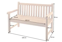 Outdoor Gartenbank EMPIRE TEAK 120cm natur Massivholz