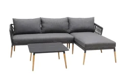Outdoor Gartenlounge IPANEMA 240cm anthrazit Aluminium Teakholz wetterfest