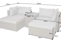 Outdoor Gartenlounge Set XXL MODULAR natur Polyrattan Sitzgruppe wetterfest inkl. Kissen