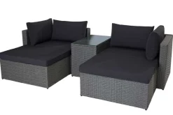 Outdoor Gartenlounge Set XXL MODULAR grau Polyrattan Sitzgruppe wetterfest inkl. Kissen