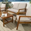 Outdoor Garten-Sitzgruppe BALI 110cm natur honey finish Akazie Massivholz wetterfest