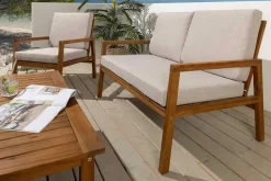 Outdoor Garten-Sitzgruppe BALI 110cm natur honey finish Akazie Massivholz wetterfest