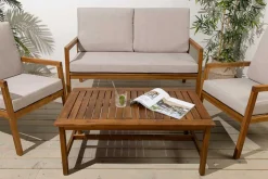Outdoor Garten-Sitzgruppe BALI 110cm natur honey finish Akazie Massivholz wetterfest