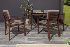Outdoor Gartenstuhl KOPENHAGEN anthrazit braun Akazie honey finish inkl. Kissen stapelbar
