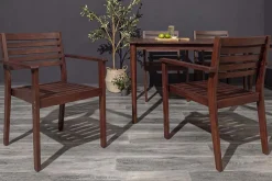 Outdoor Gartenstuhl KOPENHAGEN beige braun Akazie honey finish inkl. Kissen stapelbar