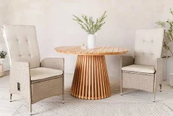Outdoor Gartenstuhl SYLT natur beige Polyrattan Hochlehner mit Armlehne verstellbar wetterfest