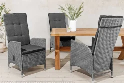 Outdoor Gartenstuhl SYLT grau Polyrattan Hochlehner mit Armlehne verstellbar wetterfest