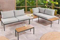 Outdoor Lounge MOBILE MODULAR anthrazit hellgrau Garten-Sitzgruppe inkl. Tisch und Kissen